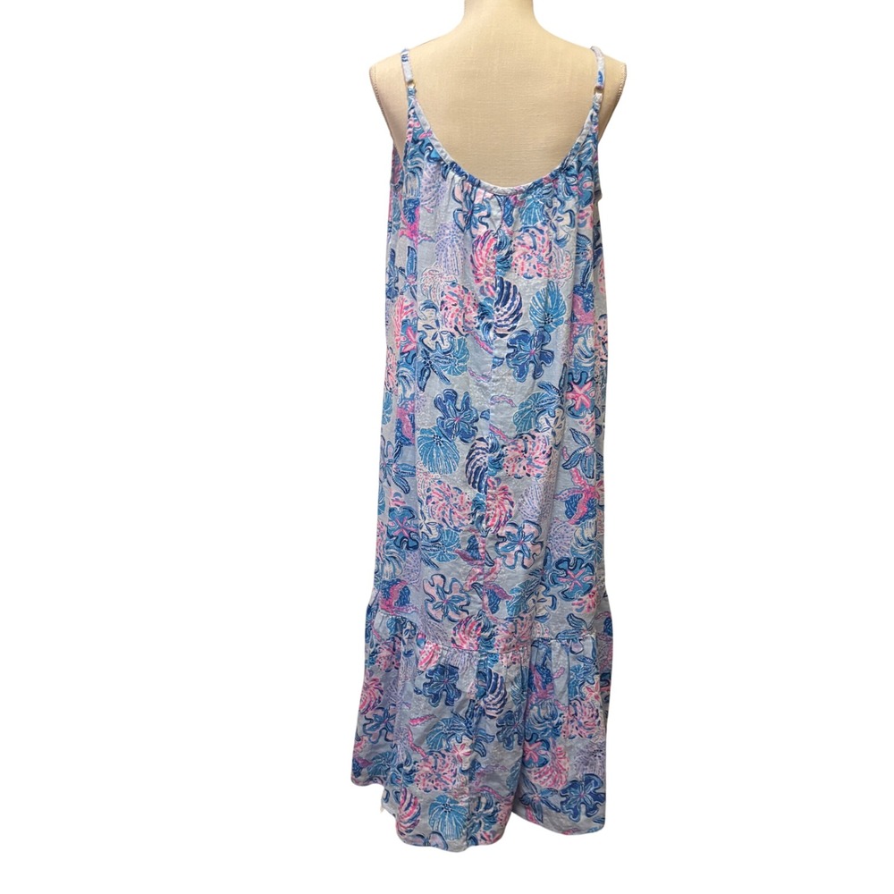 Lilly Pulitzer Amerie Linen Midi Dress Bahamas Beachcomber  Large‎ New Beach - Picture 3 of 10